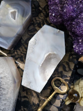Load image into Gallery viewer, Brazilian Agate Crystal Crescent Druzy Coffins