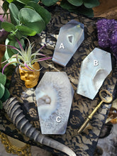 Load image into Gallery viewer, Brazilian Agate Crystal Crescent Druzy Coffins