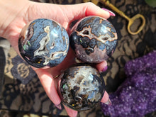 Load image into Gallery viewer, Rare Brazilian Black Agate Druzy Crystal Spheres