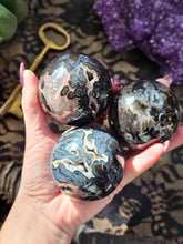 Load image into Gallery viewer, Rare Brazilian Black Agate Druzy Crystal Spheres