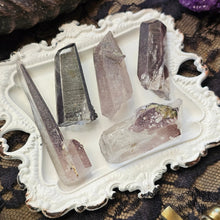 Load image into Gallery viewer, Raw Pink + Black Lithium Quartz with Epidote and Hematite