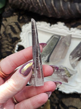 Load image into Gallery viewer, Raw Pink + Black Lithium Quartz with Epidote and Hematite