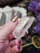Load image into Gallery viewer, Raw Pink + Black Lithium Quartz with Epidote and Hematite