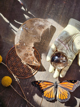 Load image into Gallery viewer, Mini Smokey Quartz Crescent Moon on a Stand