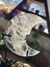 Load image into Gallery viewer, XL Clear Quartz Crescent Moon on a Stand