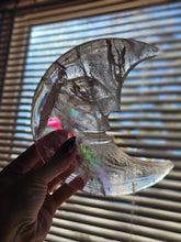 Load image into Gallery viewer, XL Clear Quartz Crescent Moon on a Stand
