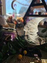 Load image into Gallery viewer, XL Clear Quartz Crescent Moon on a Stand
