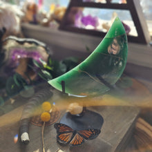 Load image into Gallery viewer, XL Aventurine Crescent Moon on a Stand