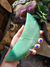Load image into Gallery viewer, XL Aventurine Crescent Moon on a Stand