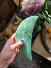 Load image into Gallery viewer, XL Aventurine Crescent Moon on a Stand