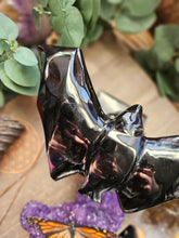 Load image into Gallery viewer, Nocturnal Rainbow Obsidian Bats on a Stand