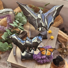 Load image into Gallery viewer, Nocturnal Rainbow Obsidian Bats on a Stand
