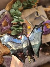 Load image into Gallery viewer, Nocturnal Rainbow Obsidian Bats on a Stand
