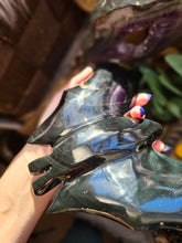 Load image into Gallery viewer, Nocturnal Rainbow Obsidian Bats on a Stand