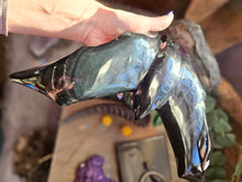 Load image into Gallery viewer, Nocturnal Rainbow Obsidian Bats on a Stand