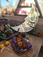 Load image into Gallery viewer, XL Clear Quartz Crescent Moon on a Stand