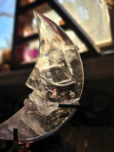 Load image into Gallery viewer, XL Clear Quartz Crescent Moon on a Stand