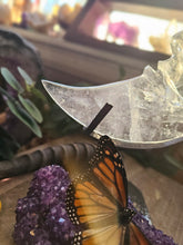 Load image into Gallery viewer, XL Clear Quartz Crescent Moon on a Stand