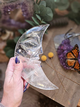 Load image into Gallery viewer, XL Clear Quartz Crescent Moon on a Stand
