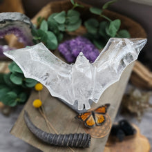 Load image into Gallery viewer, XL Clear Quartz Bat on a Stand