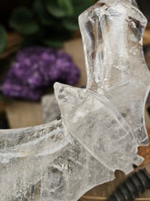 Load image into Gallery viewer, XL Clear Quartz Bat on a Stand