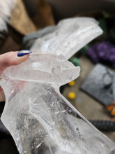 Load image into Gallery viewer, XL Clear Quartz Bat on a Stand