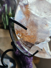 Load image into Gallery viewer, Golden Healer + Hematoid Quartz Crescent Moon on a Stand