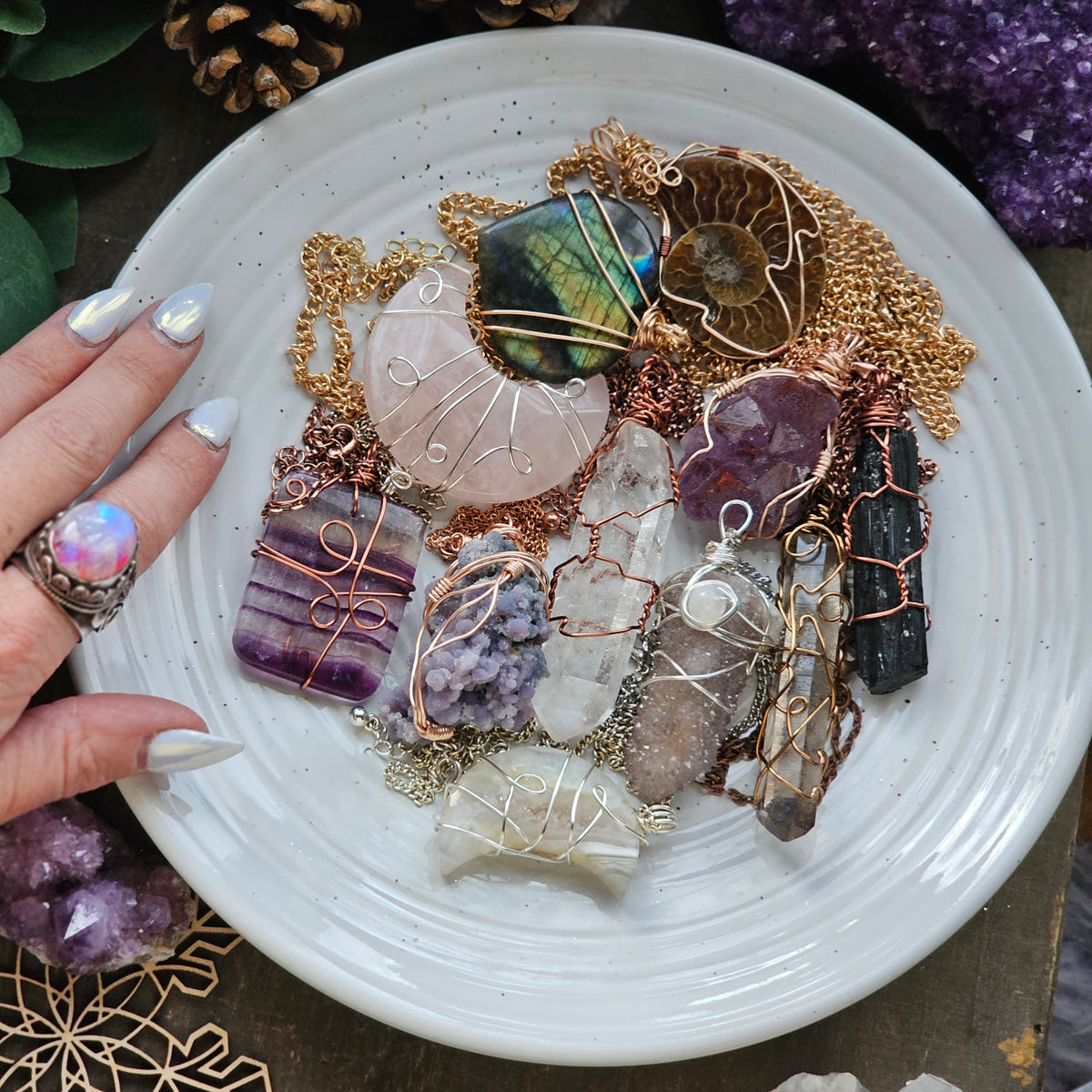 Wire Wrapped Crystal Jewelry Heady Wire Wrapped Crystal Pendant