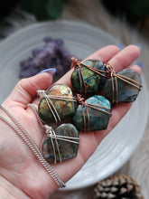 Load image into Gallery viewer, Labradorite Wire Wrapped Puffy Heart Shaped Crystal Pendant Necklaces