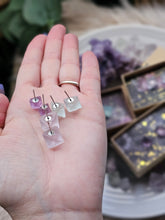 Load image into Gallery viewer, Fluorite Octahedron Gemstone Stud Earrings