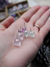 Load image into Gallery viewer, Fluorite Octahedron Gemstone Stud Earrings