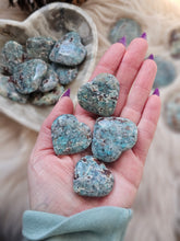 Load image into Gallery viewer, Amazonite + Smokey Quartz Gemstone Puffy Hearts