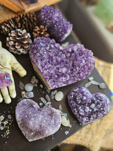 Load image into Gallery viewer, Natural Raw Amethyst Crystal Hearts