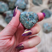 Load image into Gallery viewer, Amazonite + Smokey Quartz Gemstone Puffy Hearts