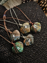 Load image into Gallery viewer, Labradorite Wire Wrapped Puffy Heart Shaped Crystal Pendant Necklaces