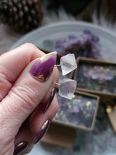 Load image into Gallery viewer, Fluorite Octahedron Gemstone Stud Earrings