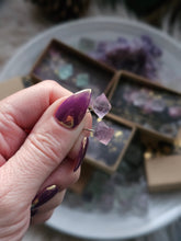 Load image into Gallery viewer, Fluorite Octahedron Gemstone Stud Earrings