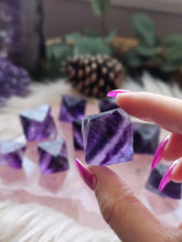 Load image into Gallery viewer, Natural Deep Purple Fluorite Octahedron Crystals