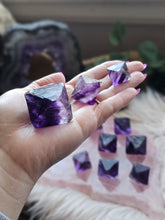 Load image into Gallery viewer, Natural Deep Purple Fluorite Octahedron Crystals