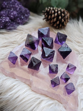 Load image into Gallery viewer, Natural Deep Purple Fluorite Octahedron Crystals
