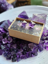 Load image into Gallery viewer, Fluorite Octahedron Gemstone Stud Earrings