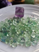 Load image into Gallery viewer, Fluorite Octahedron Gemstone Stud Earrings