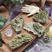 Load image into Gallery viewer, Raw Epidote Forest Fairy Quartz Crystal Clusters