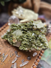 Load image into Gallery viewer, Raw Epidote Forest Fairy Quartz Cluster Statement Crystal