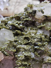 Load image into Gallery viewer, Raw Epidote Forest Fairy Quartz Cluster Statement Crystal
