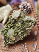 Load image into Gallery viewer, Raw Epidote Forest Fairy Quartz Cluster Statement Crystal