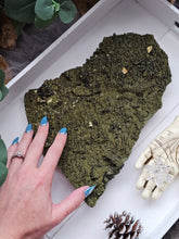 Load image into Gallery viewer, Raw Epidote Forest Fairy Quartz Slab Statement Crystal