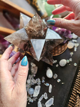 Load image into Gallery viewer, XL Smokey Quartz Asteroid Stellated Merkabah Crystal Star