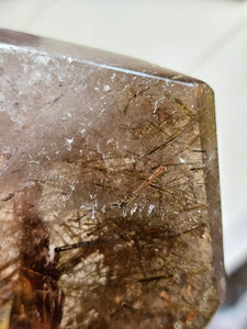 Smokey Quartz with Epidote Quartz Polished Crystal Statement Piece