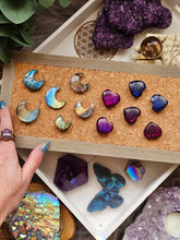 Load image into Gallery viewer, Labradorite Moon & Heart Series ~ Real Crystal Pins